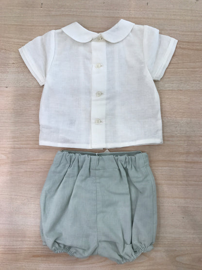 Completo Paz Rodriguez in cotone camicia mezza manica con pieghe sul davanti con pantalone corto con bottoncini