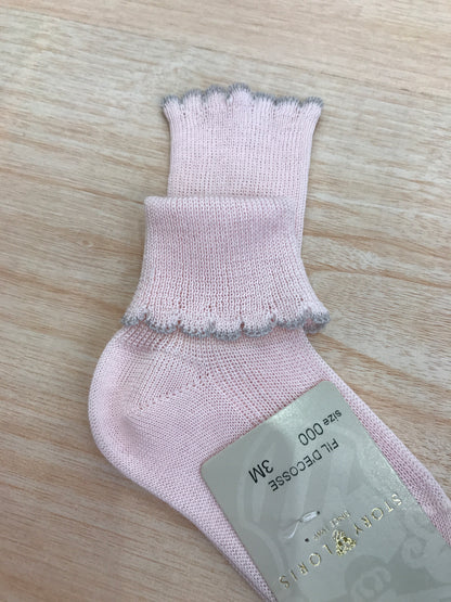 Calzino Story Loris in filo rosa con smerlo grigio