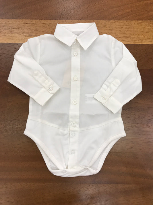 Camicia Pure panna in cotone chiusura a body con collo a punta con bottoncini sul davanti