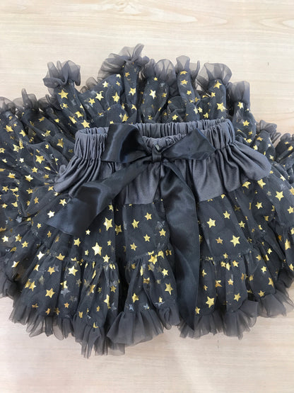 Gonna Angel's face in tulle con doppie balze con piccole stelline dorate con fiocco sul davanti