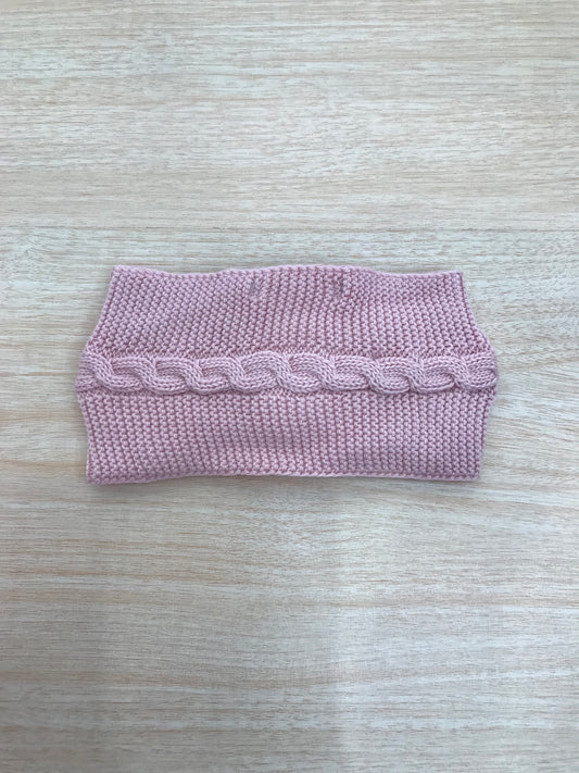 Fascia PCS in filo rosa a forma di fiocco con lavorazione di trecce