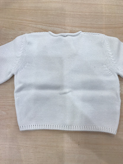 Cardigan Colibrì in filo bianco con bottoncini completamente lavorato