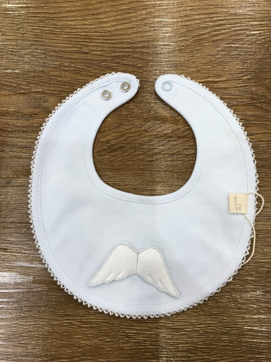 Bavetta Baby Gi in cotone rotonda smerlata con ali bianche