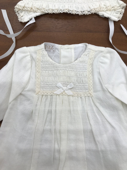 Abitino Paz Rodriguez in caldo cotone manica lunga corpetto lavorato con cuffia abbinata con stessa lavorazione