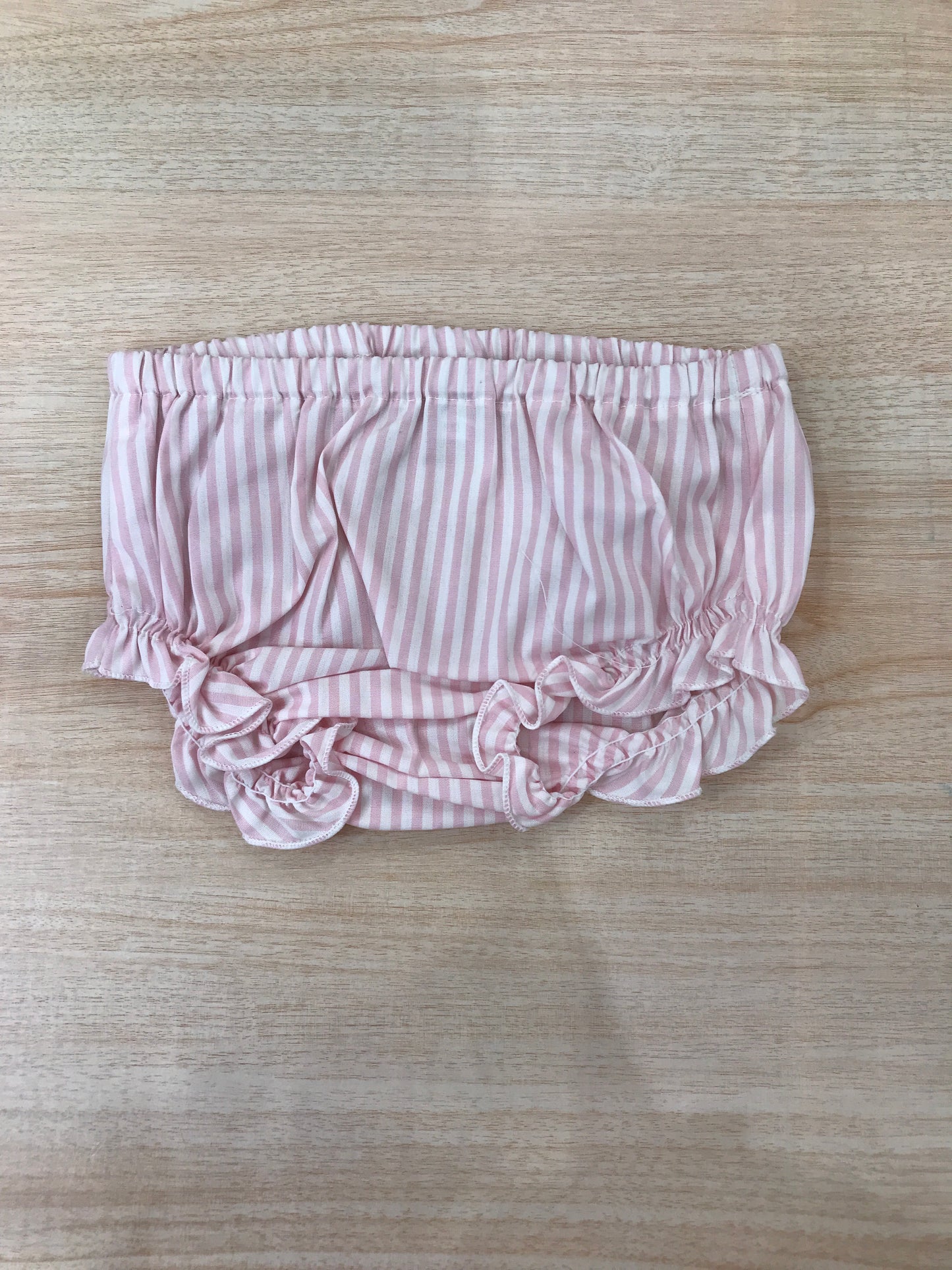 Culotte Cielo Blu in cotone a righe rosa e bianche con smerlo