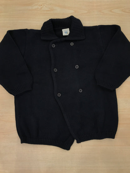 Cardigan Petit Bateau doppio petto blu scuro con piccoli bottoncini