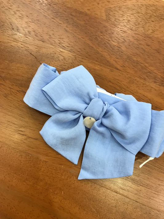 Fascia Le Bebè in cotone celeste con fiocco centrale