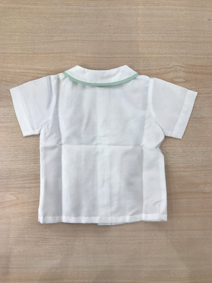 Camicia Les Enfants de Gisele in cotone mezza manica con collo dal profilo verde