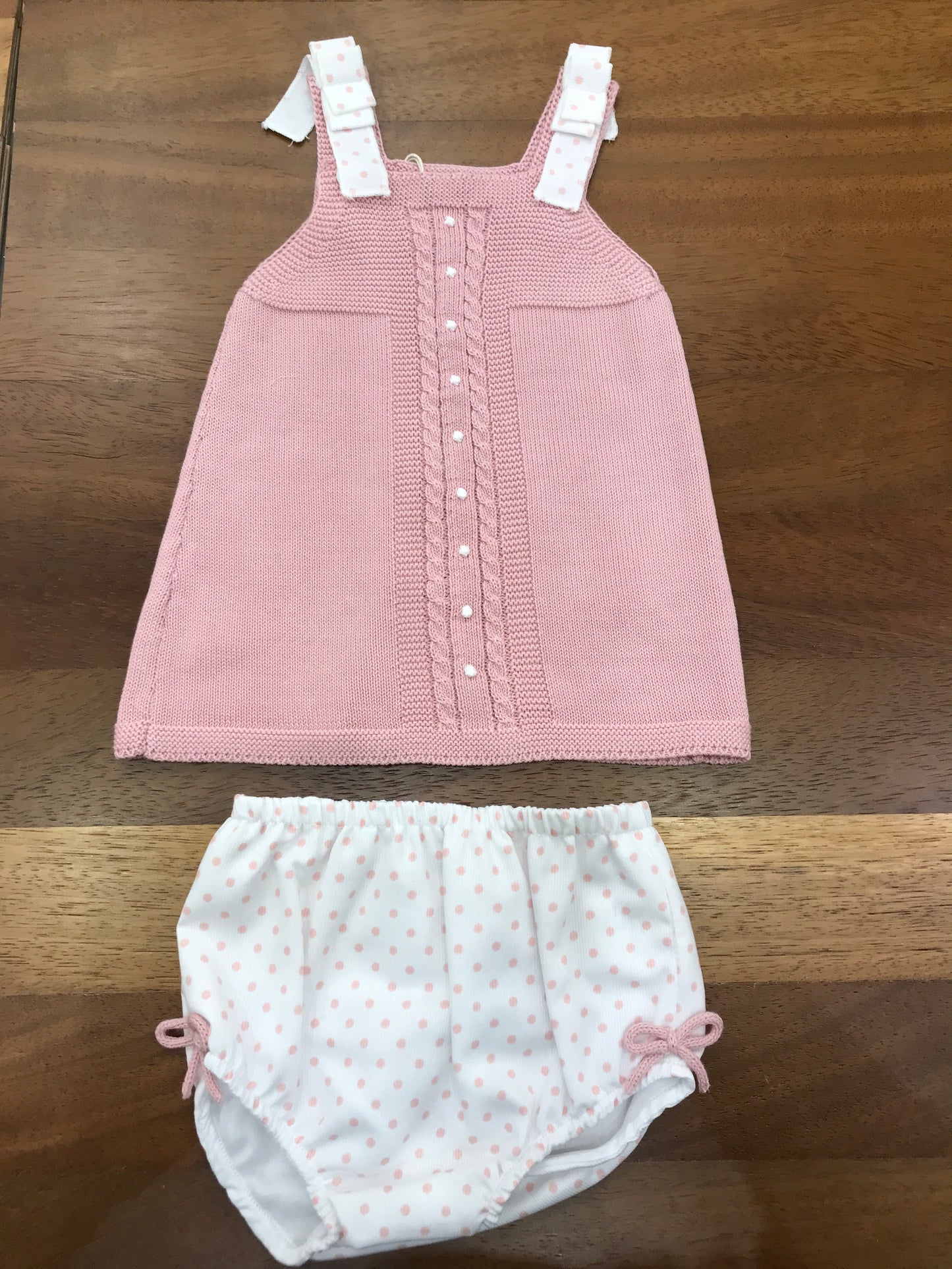Completo PCS in filo abitino con spalline con culotte con pois
