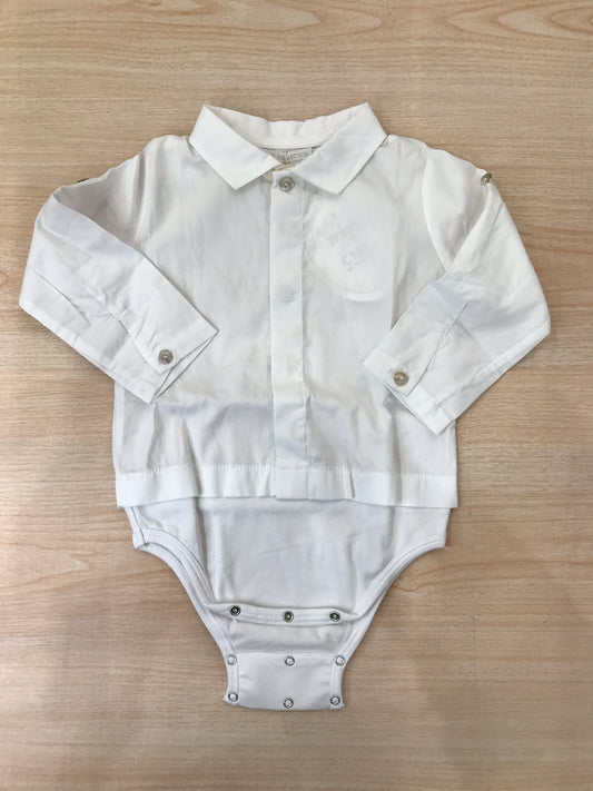 Body Laranjinha in cotone manica lunga effetto camicia colletto a punta