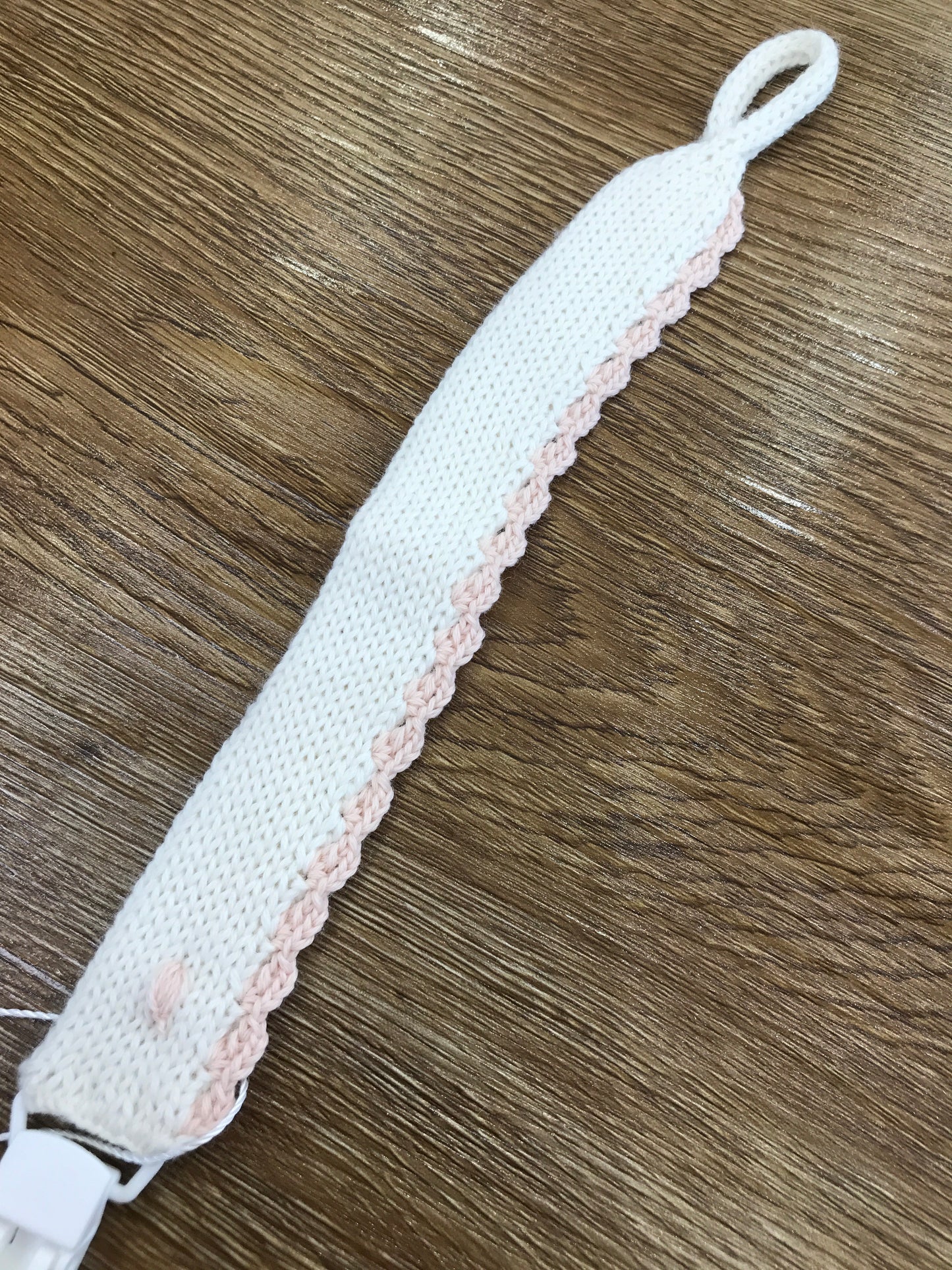 Catenina Fofettes panna con lato smerlato rosa e pois in rilievo