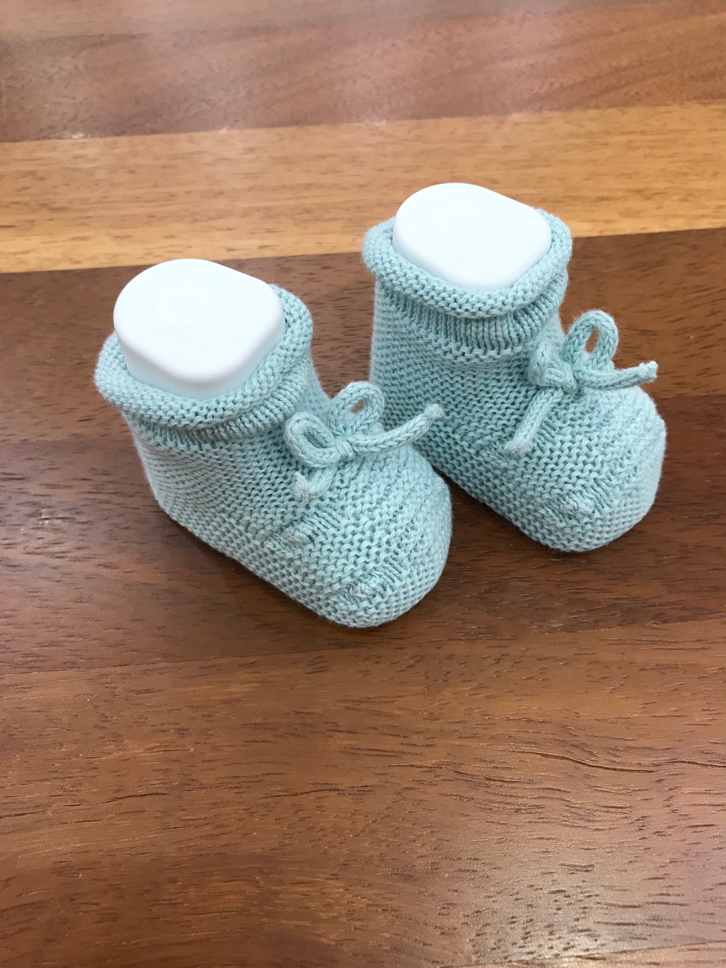 Babbucce PCS in filo di cotone verde menta con fiocchetto sul davanti