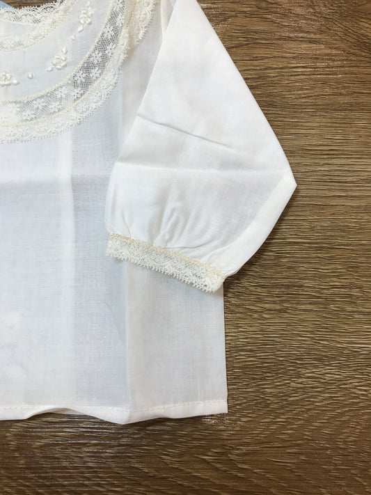 Camicino Pepecè in battista di cotone manica lunga con applicazione di valancienne e fiorellini