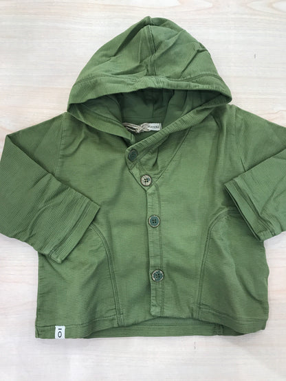 Felpa Maperò in cotone verde manica lunga con cappuccio e bottoni sul davanti