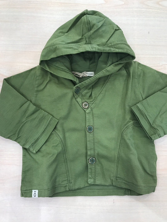 Felpa Maperò in cotone verde manica lunga con cappuccio e bottoni sul davanti