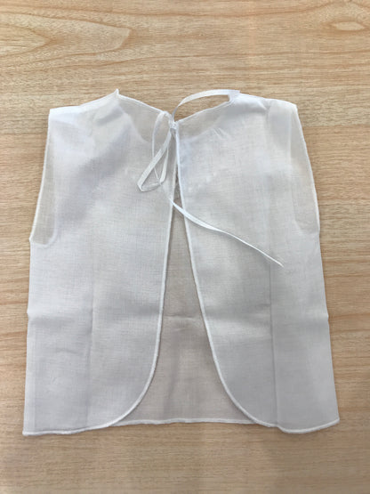 Camicino Baby gi in cotone bianco smanicato con pois e fiocchetto bianco ricamato sul davanti