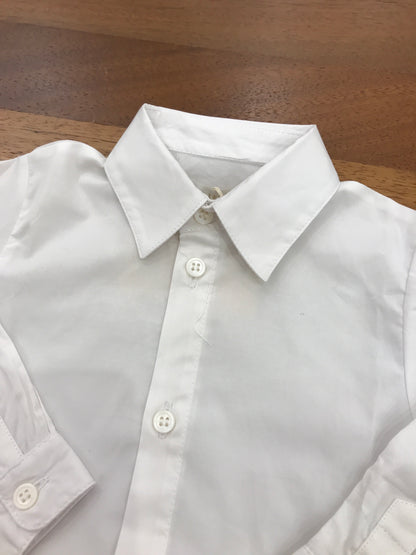 Camicia Pure in cotone manica lunga bianca con collo a punta con chiusura a body con bottoncini sul davanti