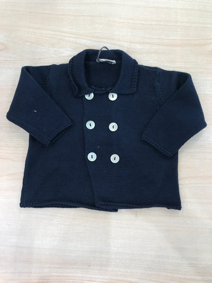 Cardigan Jo Milano in filo blu scuro con bottoncini sul davanti