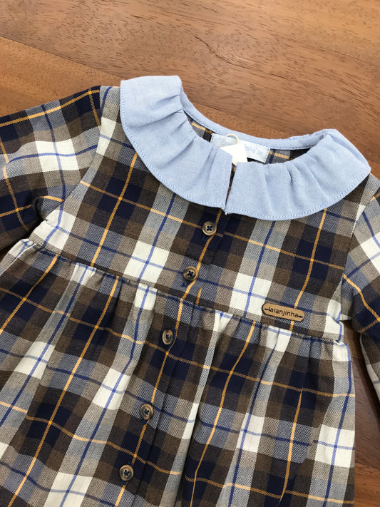 Abitino bambina Laranjinha con fantasia scozzese in caldo cotone