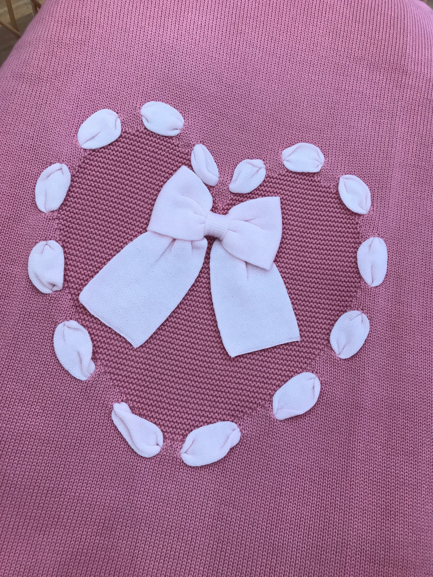 Coperta Baby Lord in lana fuxia con cuore passanastro rosa