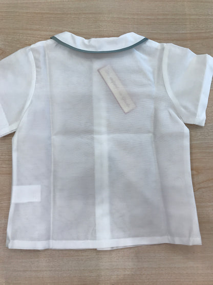 Camicia Les Enfants de Gisele in cotone mezza manica con colletto dal profilo verde