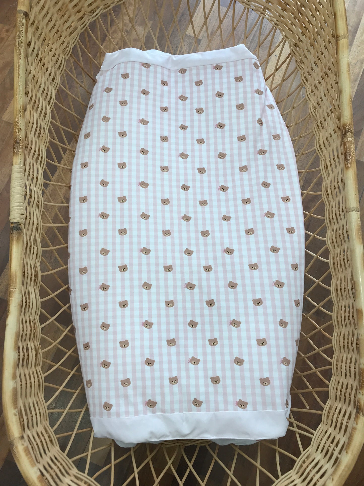 Coperta Nanan in cotone rosa a quadretti con orsetti