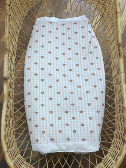 Coperta Nanan in cotone rosa a quadretti con orsetti