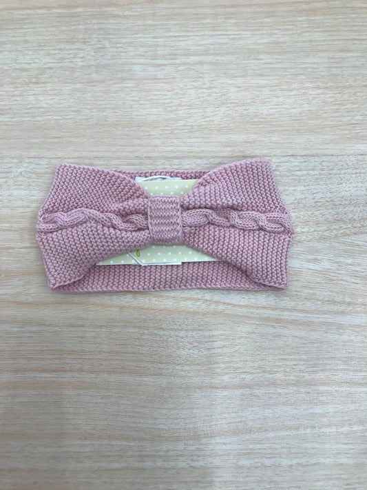 Fascia PCS in filo rosa a forma di fiocco con lavorazione di trecce