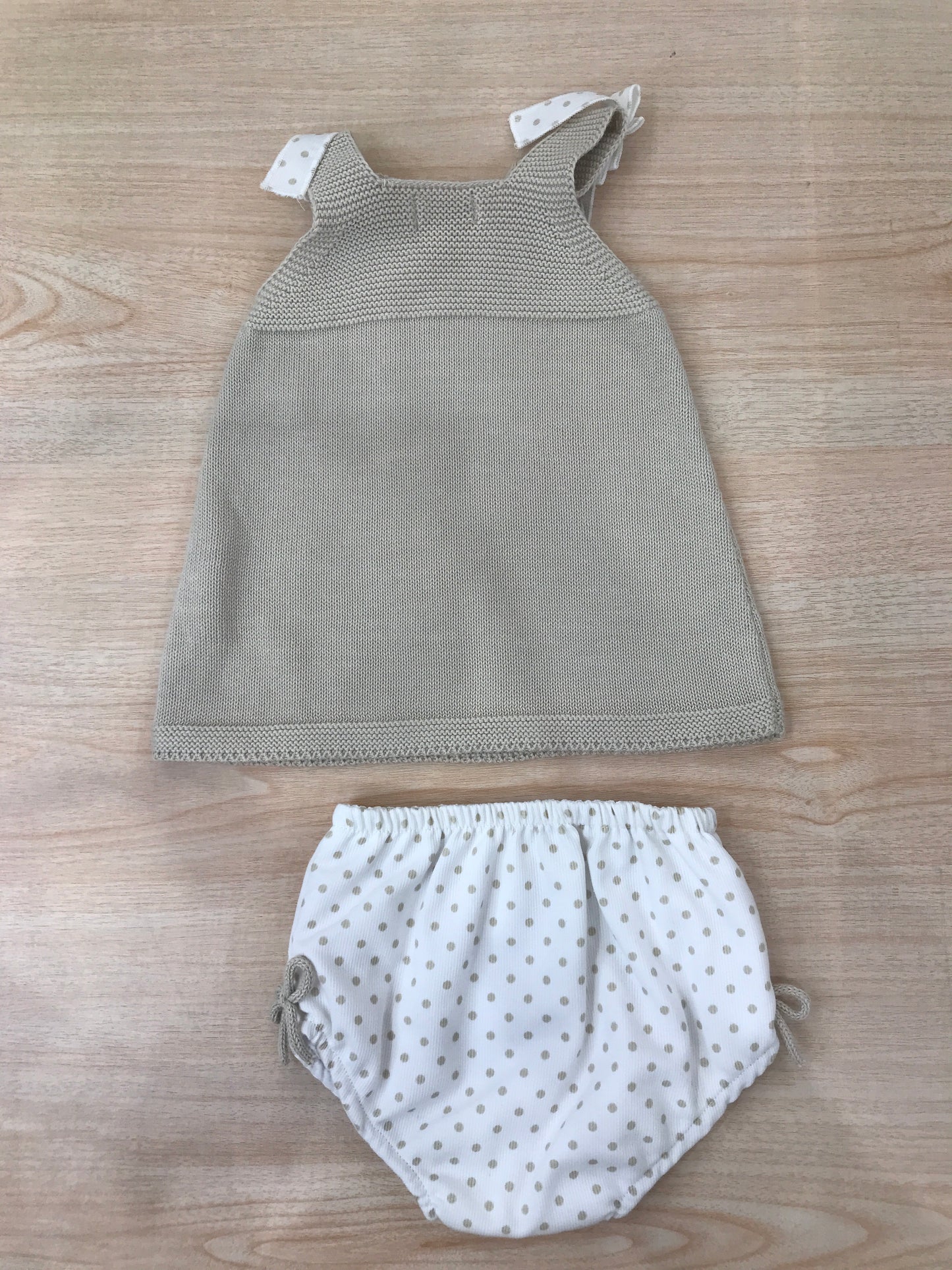 Completo PCS in filo abitino con spalline con culotte a pois abbinata