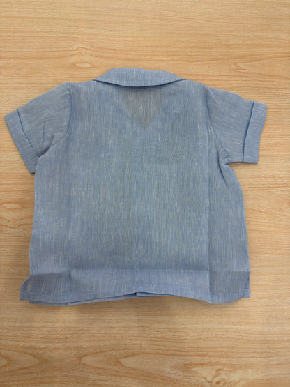 Camicia Jo Milano mezza manica in lino con bottoncini con taschino laterale