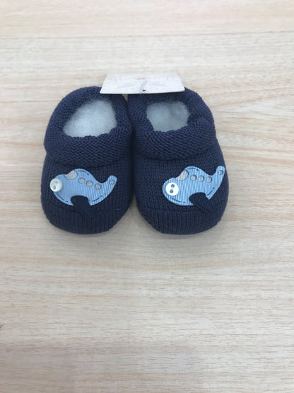 Babbucce Story Loris in filo blu scuro con aereoplano celeste sul davanti
