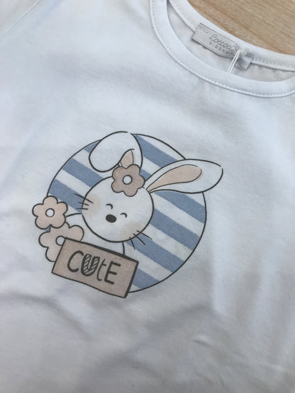 T-shirt Coccodè in cotone bianco mezza manica con disegno sul davanti