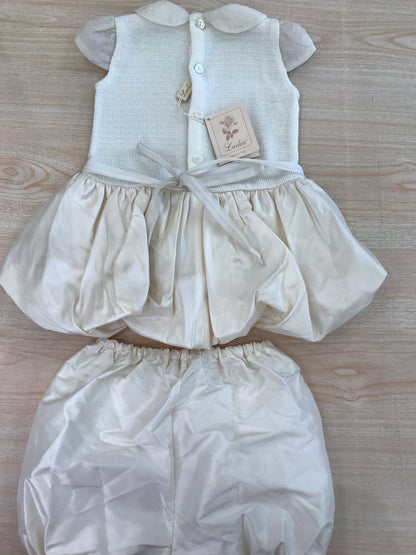 Abito Ladia con rusche fiori a sbuffo con culotte abbinata