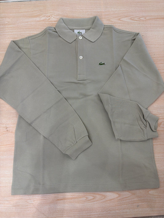 Polo Lacoste in cotone manica lunga con bottoncini e logo ricamato lateralmente unisex