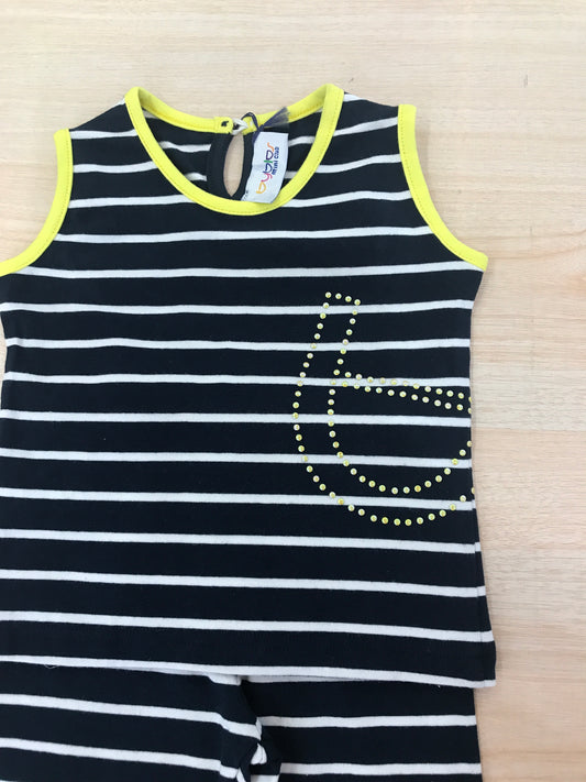 Completo Byblos in cotone a righe con rifiniture in giallo t-shirt con leggins