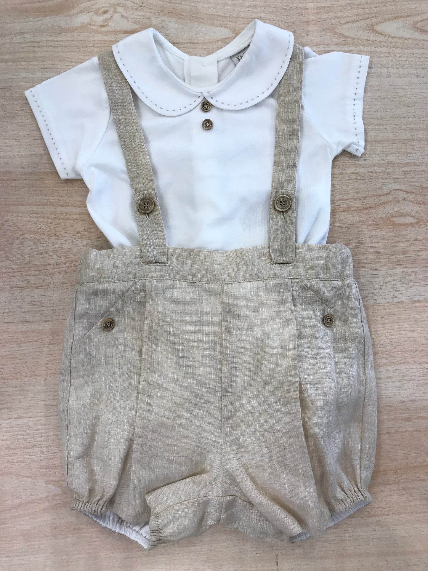 Completo Paz Rodriguez in cotone pantalone con bretelle e body mezza manica