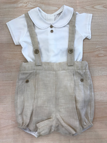 Completo Paz Rodriguez in cotone pantalone con bretelle e body mezza manica