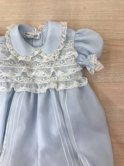 Pagliaccetto Piccola Giuggiola in organza in seta manica a sbuffo con applicazioni di valancienne sul corpetto