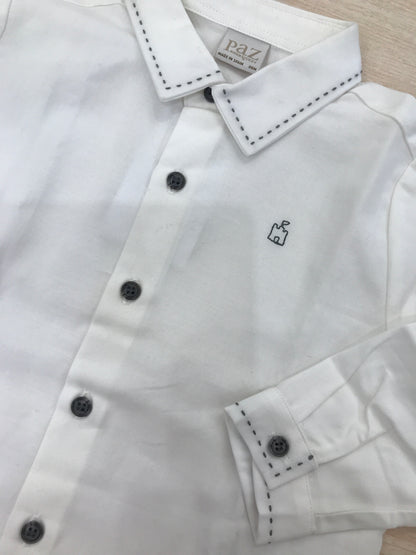 Camicia Paz Rodriguez in cotone manica lunga con rifiniture grigie e bottoncini sul davanti e sui polsini