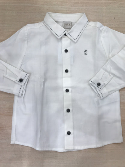 Camicia Paz Rodriguez in cotone manica lunga con rifiniture grigie e bottoncini sul davanti e sui polsini