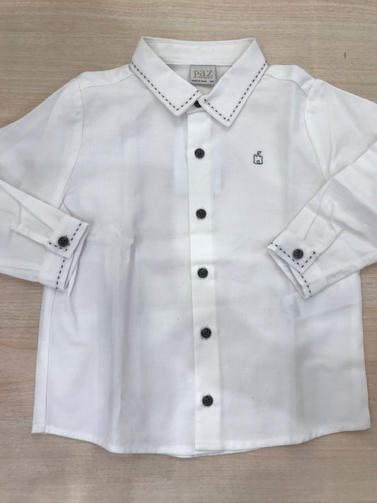 Camicia Paz Rodriguez in cotone manica lunga con rifiniture grigie e bottoncini sul davanti e sui polsini