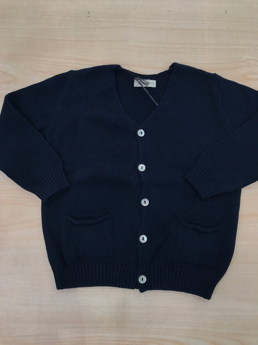 Cardigan Jo Milano in filo blu scuro con bottoncini sul davanti