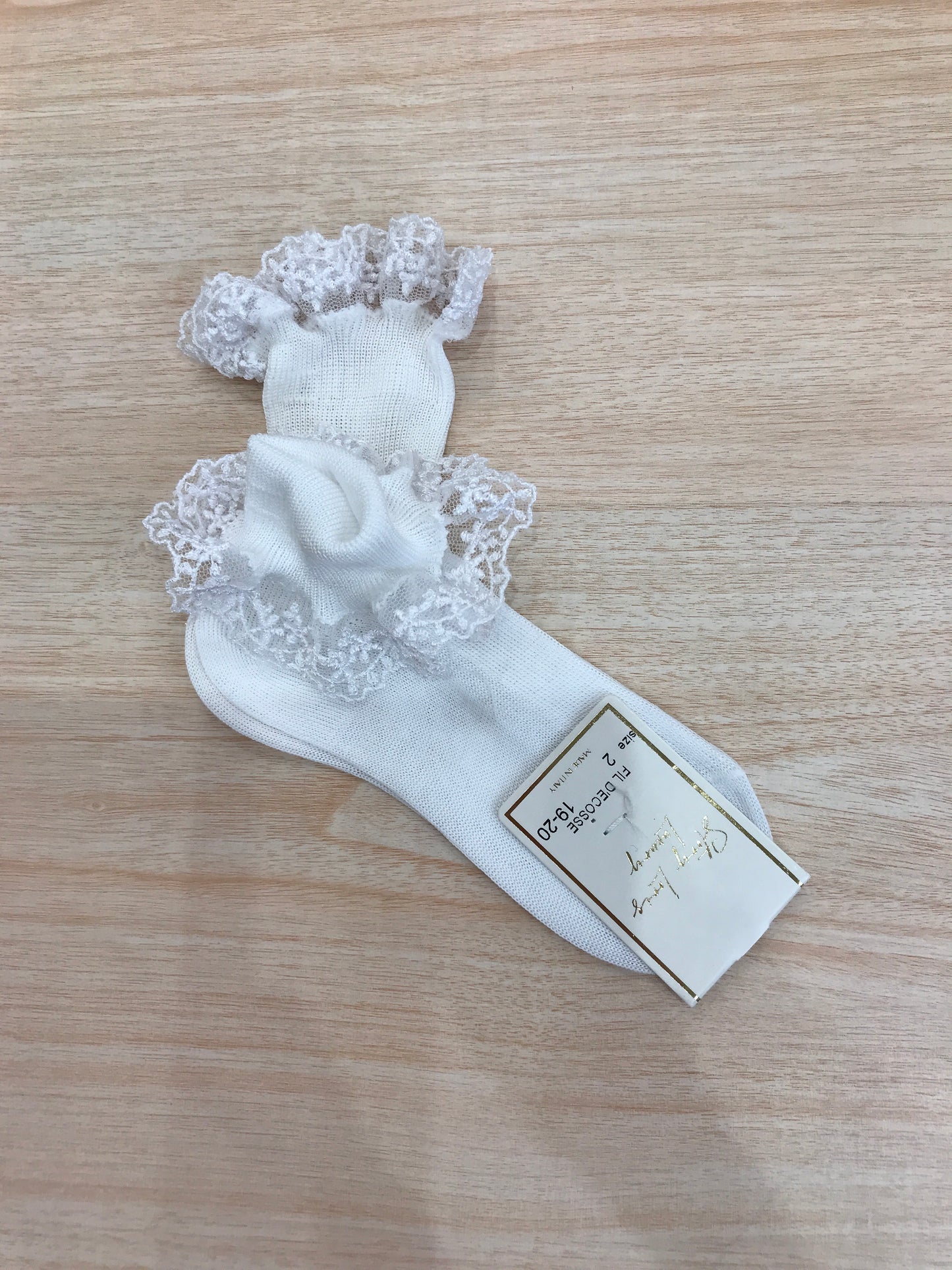 Calzino Story Loris in filo bianco con rusche al bordo