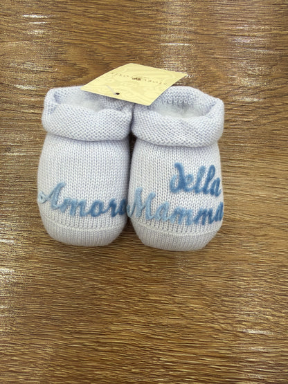 Babbucce Story Loris in lana con scritta in velluto "Amore della Mamma"