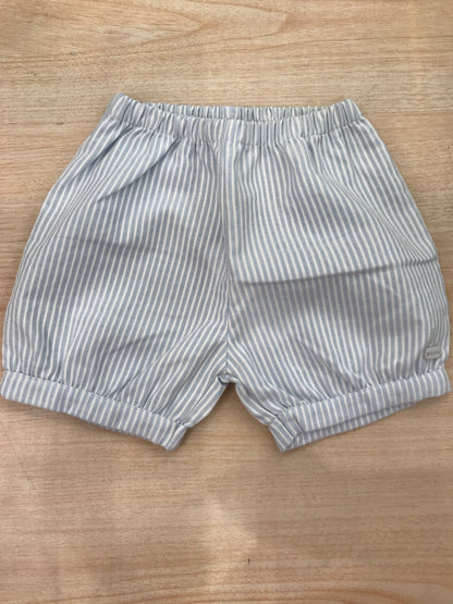 Pantalone Nanan in cotone a sbuffo a righe bianche e celesti