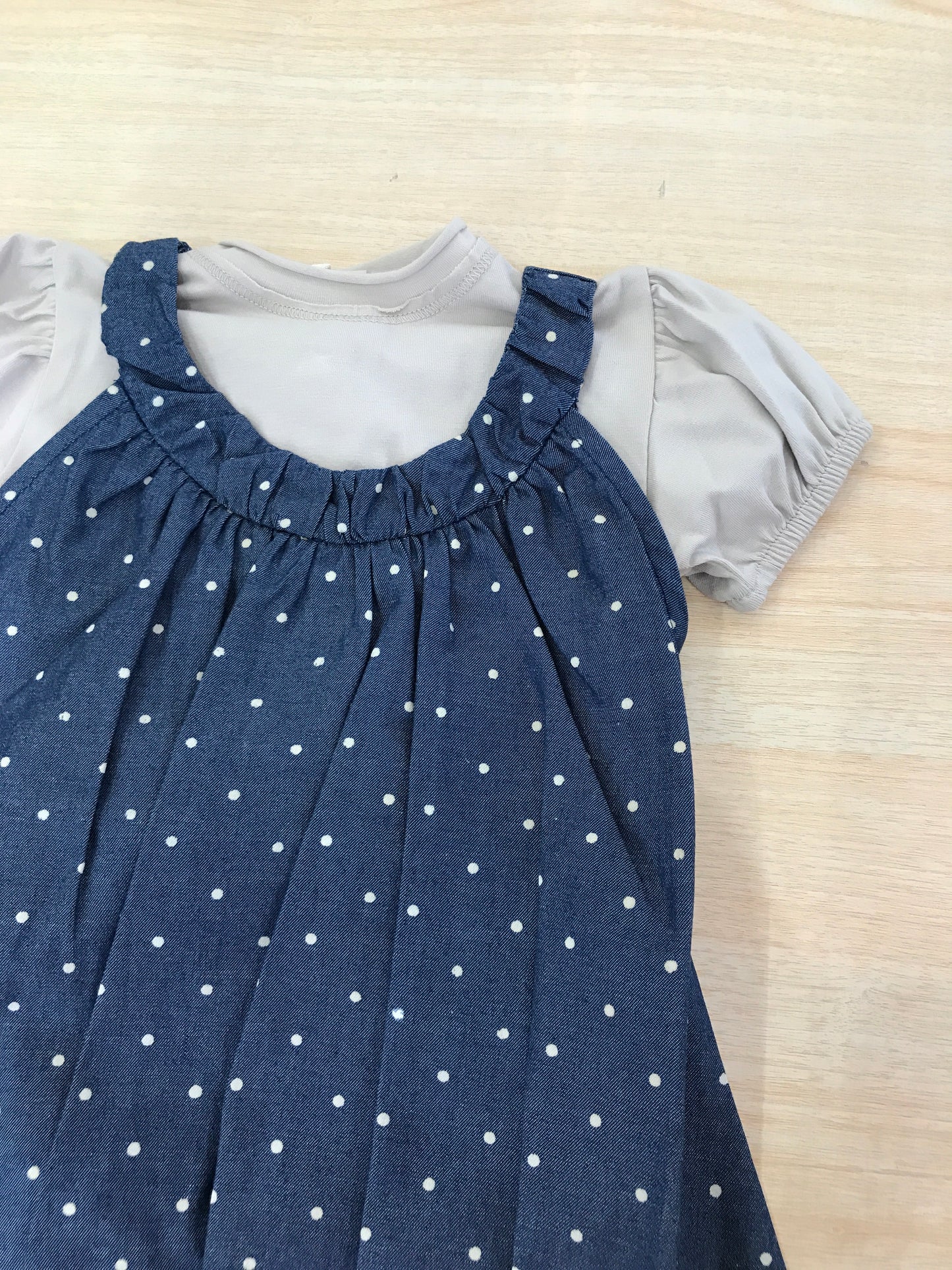 Abito Coccodè in cotone a spallina a pois con t-shirt mezza manica a sbuffo