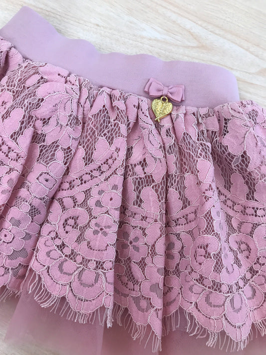 Gonna Angel's face in cotone con tulle e strato in pizzo