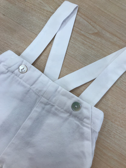 Salopette Laranjinha in cotone con bretelle e tasche sul davanti