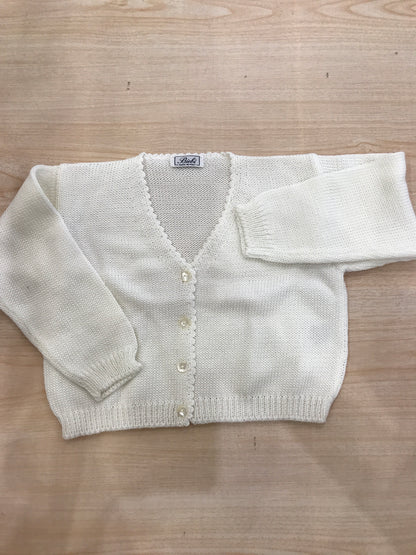 Cardigan Biebi in filo panna con bottoncini sul davanti