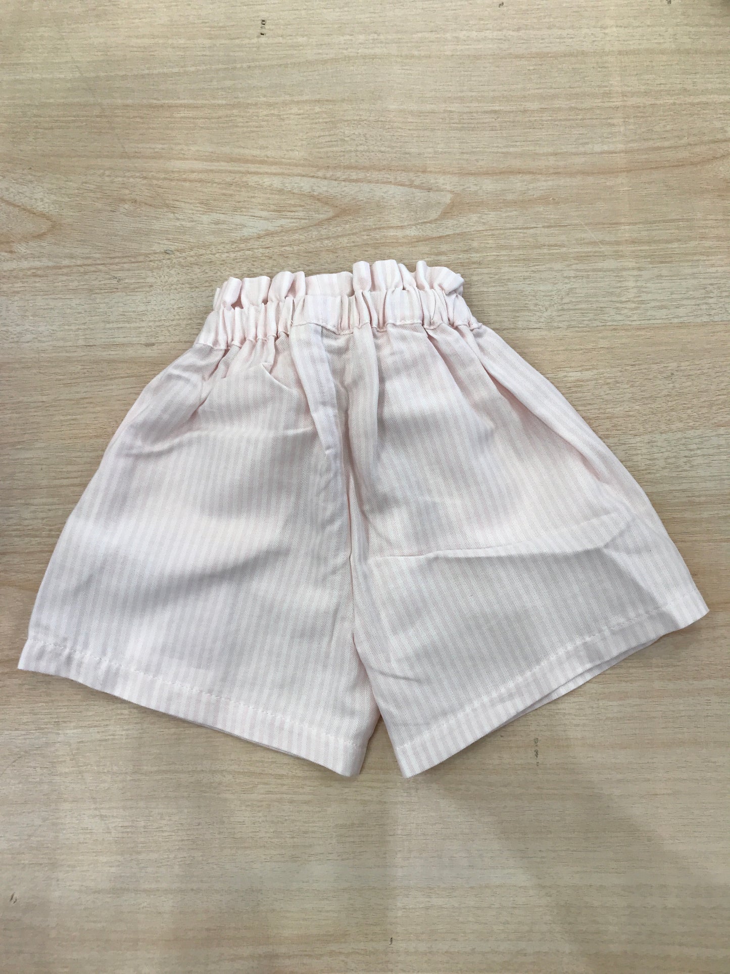 Pantalone Baby Gi in cotone a righe bianche e rosa con fiocchetto ed elastico in vita